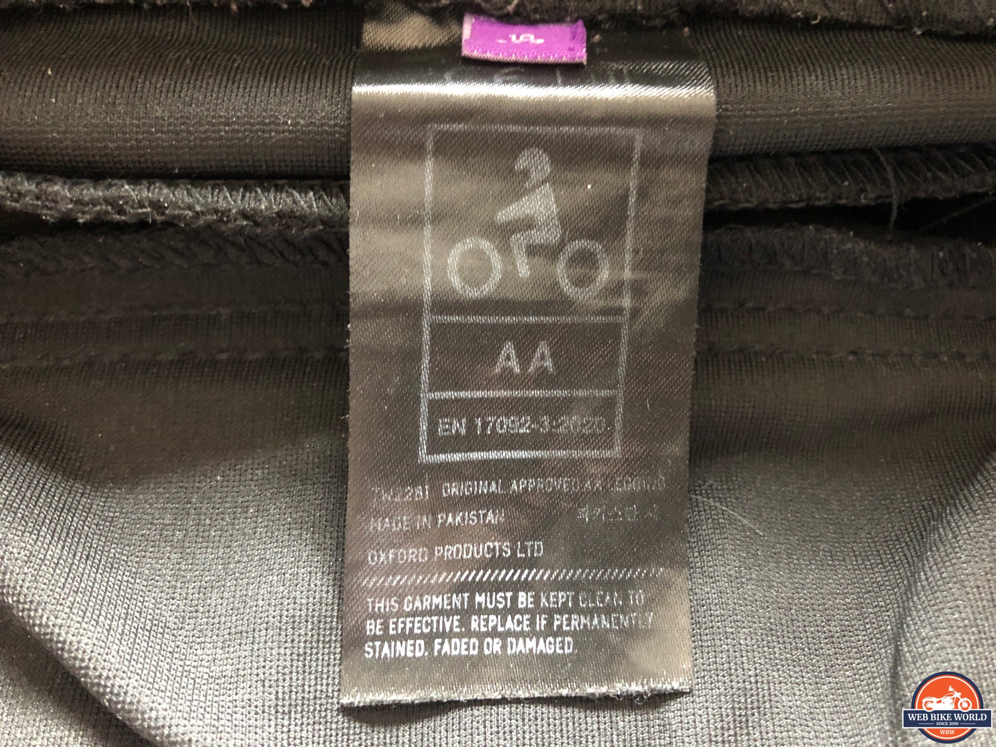 AA rating tag on the Oxford AA leggings