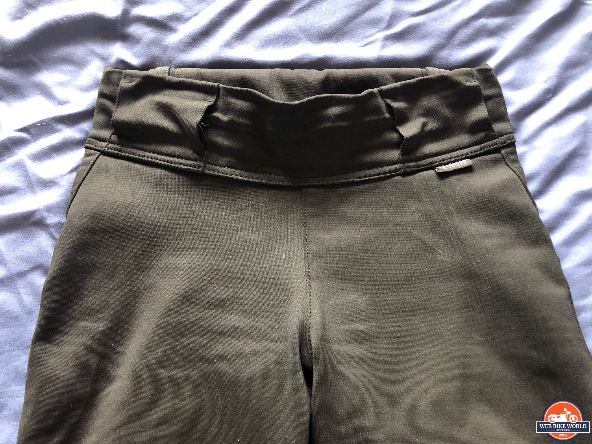 Closeup of the belt loops on the Oxford AA leggings