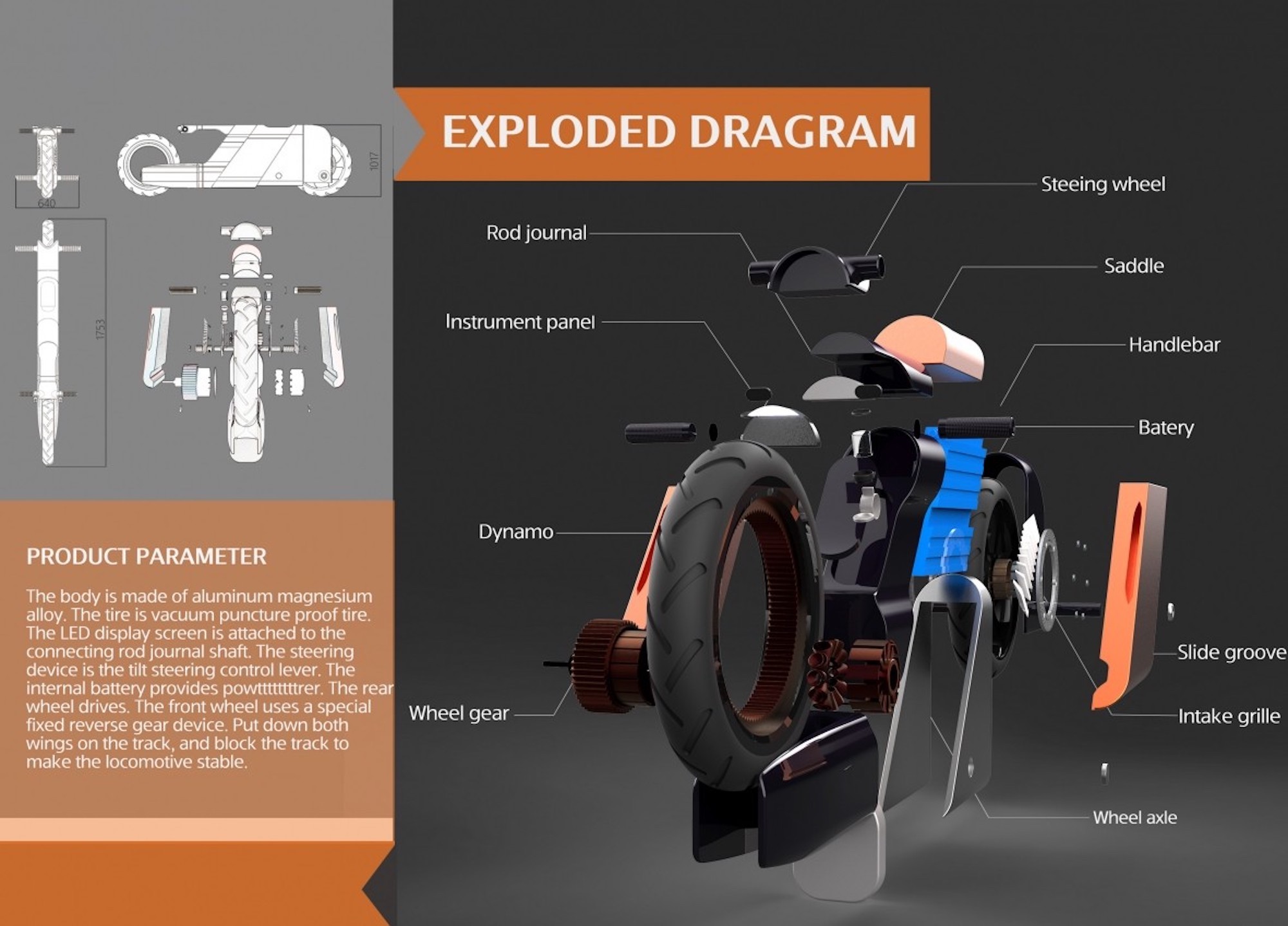 A Railroad motorcycle created by a university on the concept of function in the railroad industry. Media sourced from AutoEvolution.