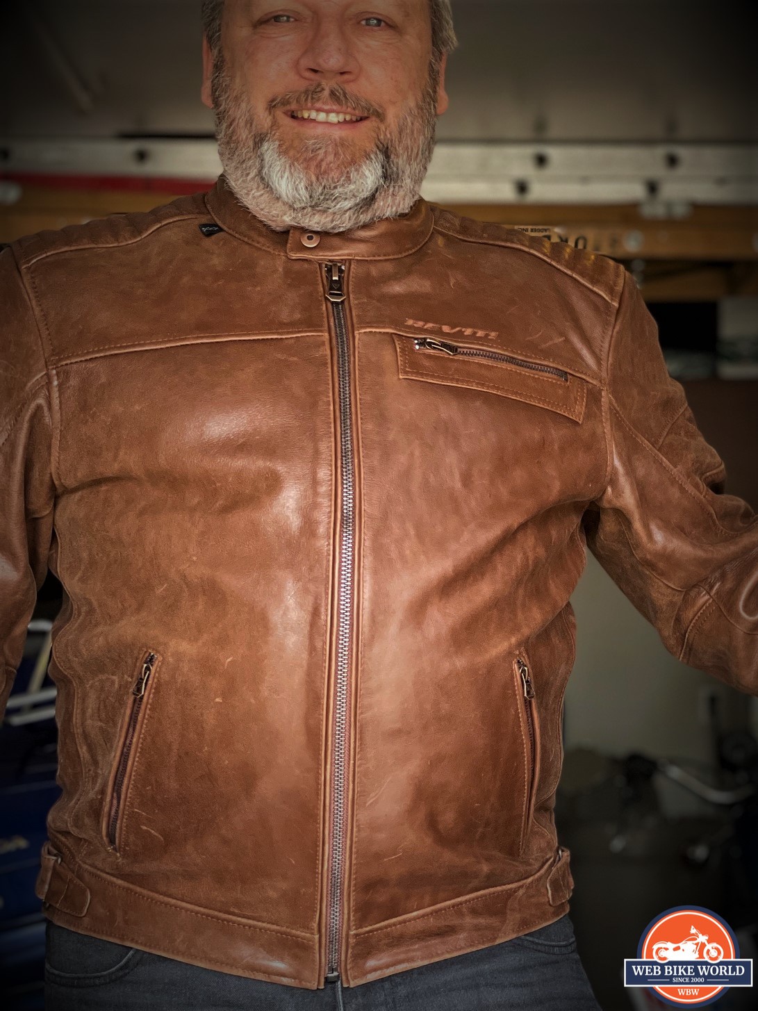 Chaqueta cuero moto Revit Restless marron