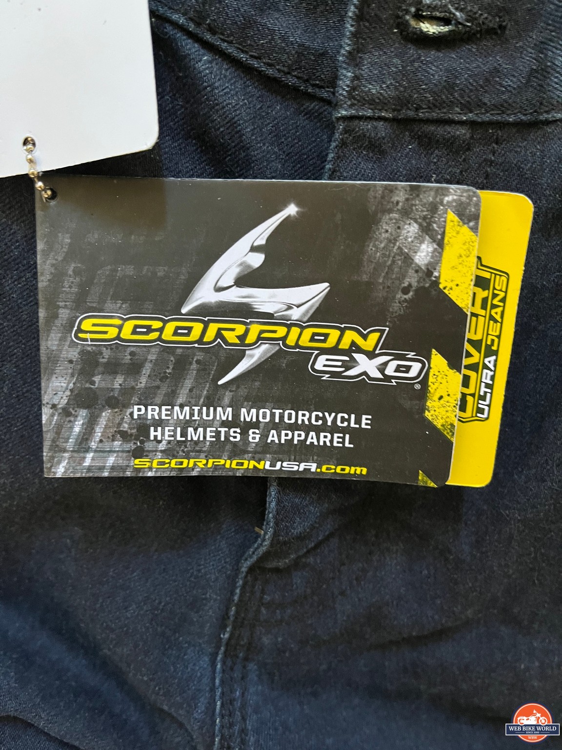 Scorpion EXO tag on Covert Ultra Jeans