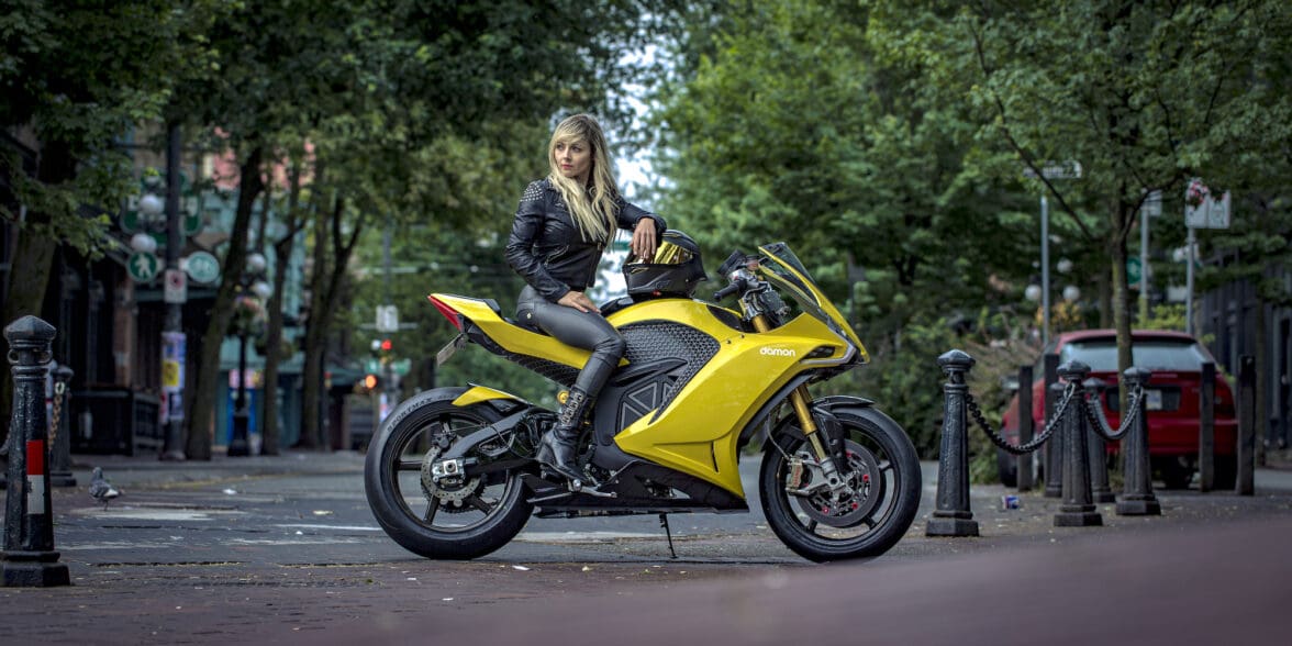 Amber Spencer, the VP of Worldwide Marketing at Damon Motorcycles. Media sourced from the team at Damon Motorcycles.