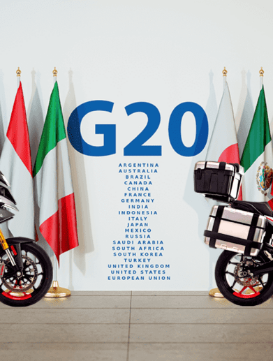 The G20 Summit in Bali will use Energica motorcycles. Media sourced from MultiNews and Energica.