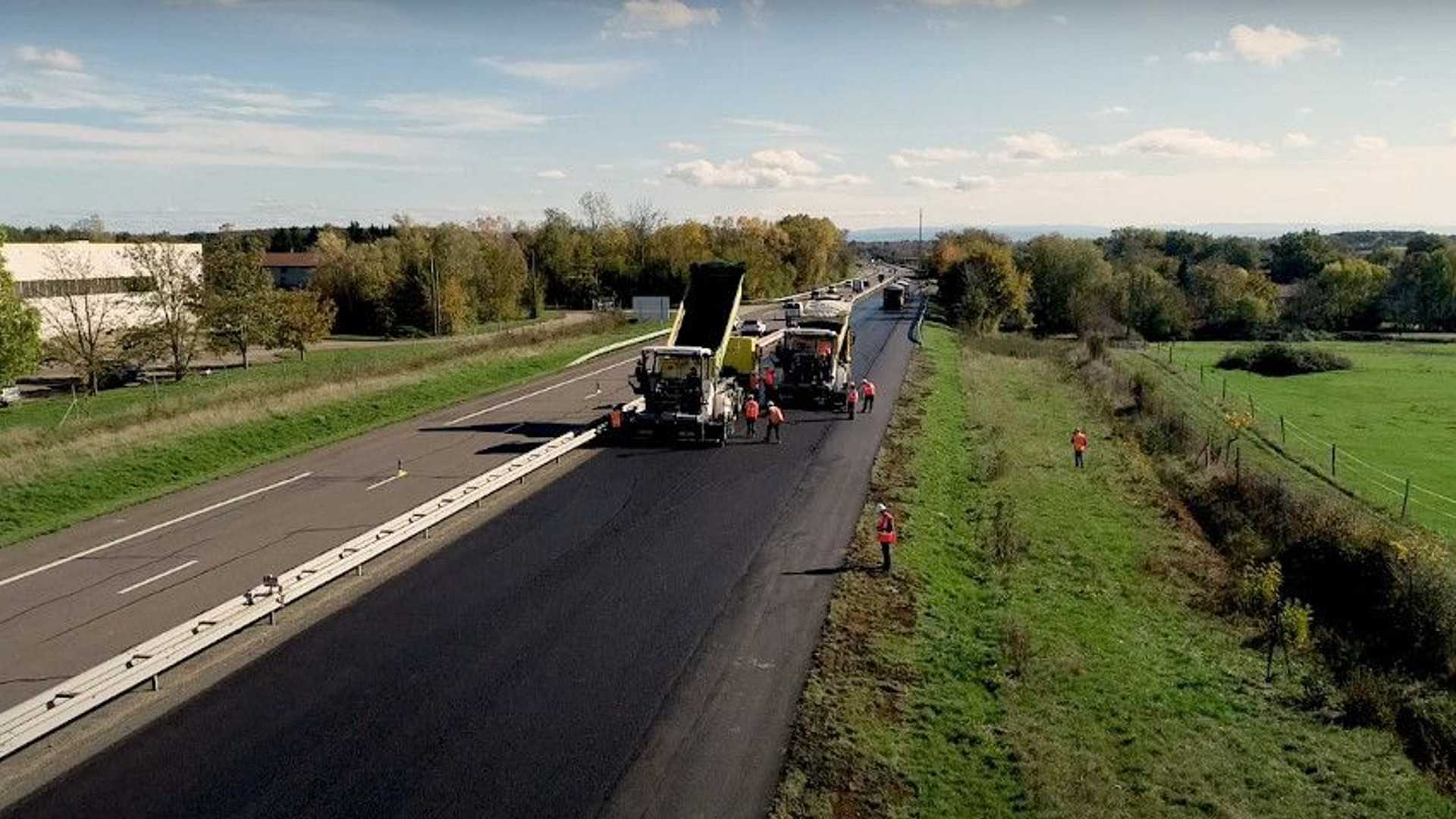 Biophalt, a substance created by French company Eiffage Route that uses a vegetable binder over the traditional crude oil alternative. Media sourced from RideApart.