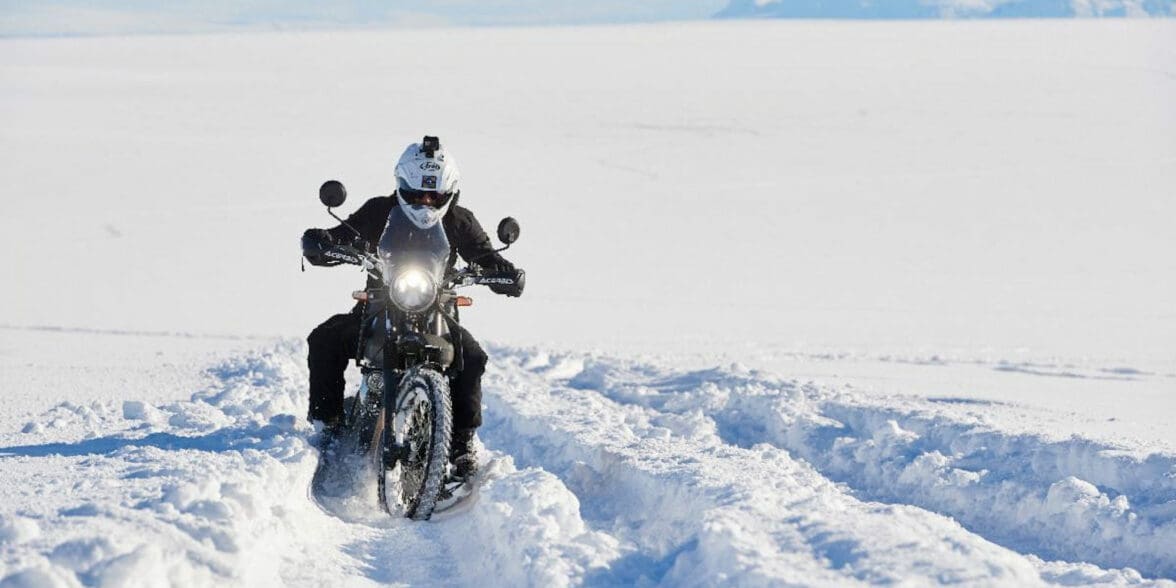 Royal Enfield's Himalayan, used as an example of RE's incubating adventure bike. Media sourced from Roadracing World.