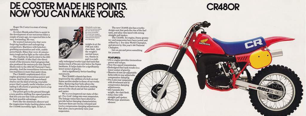 a brochure for an '83 Honda CR480R