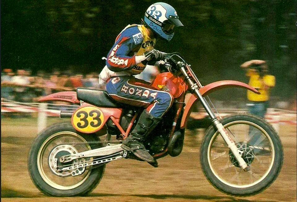 Roger De Coster races a Honda CR480R in the early 1980s