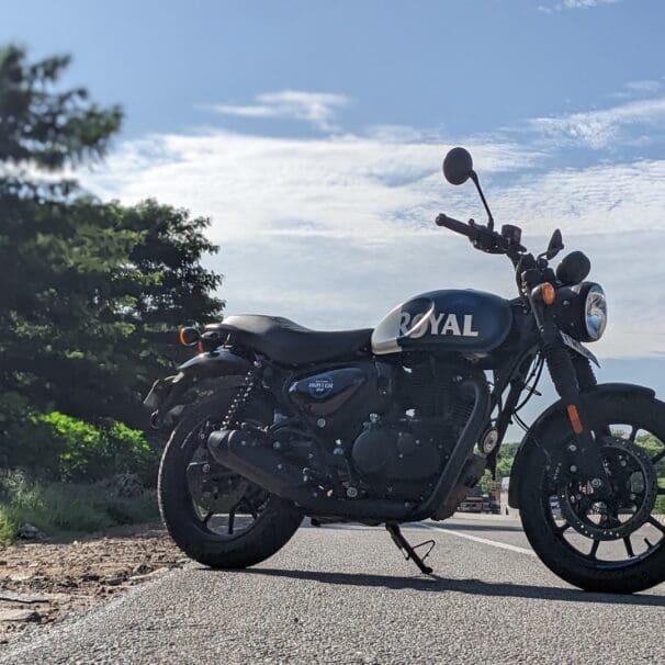 Royal Enfield Hunter 350 on country road