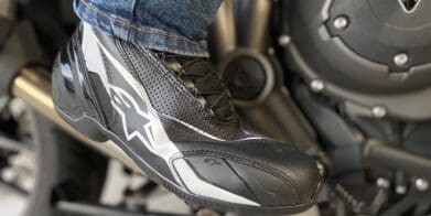 Author wearing Alpinestars SP-1 V2 Vented Shoes on motorcycle