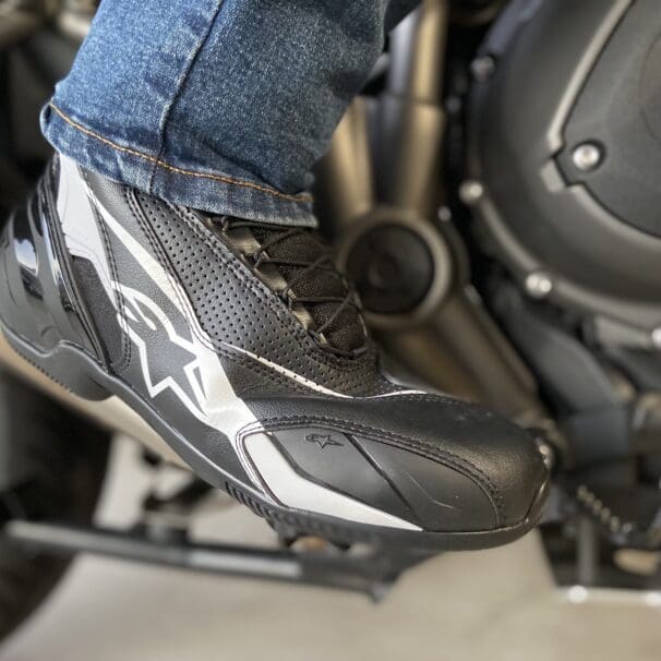 Author wearing Alpinestars SP-1 V2 Vented Shoes on motorcycle