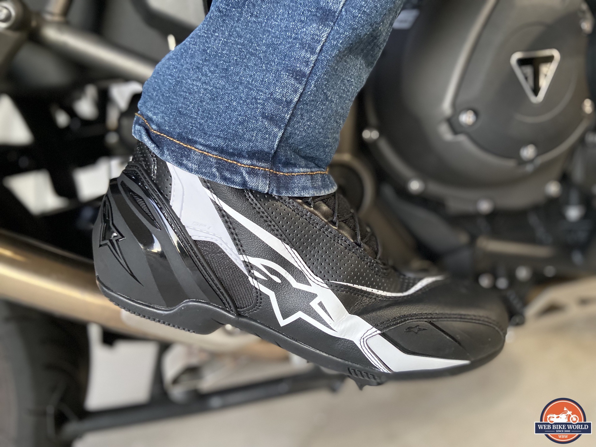 Author wearing Alpinestars SP-1 V2 Vented Shoes on motorcycle