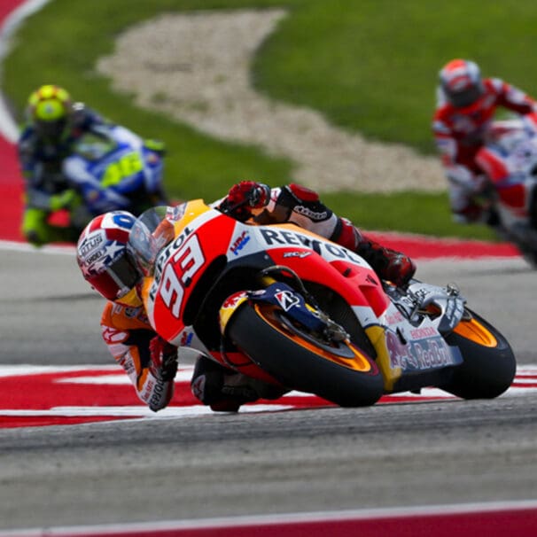 A view of the COTA, with MotoGP bikes doing their thing on the circuit proper. Media sourced from COTA.