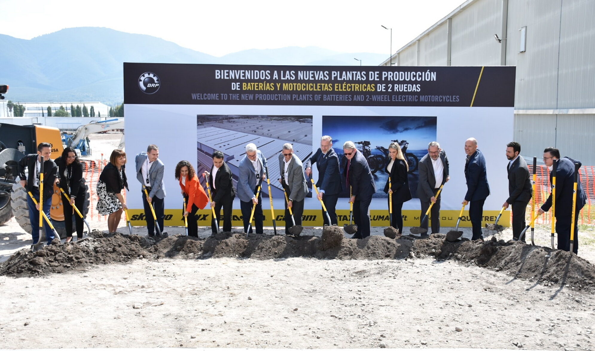 Relevant parties breaking ground in commemoration of the new EV plant beginning construction for Can-Am's Origin and Pulse. Media sourced from BRP's press release.