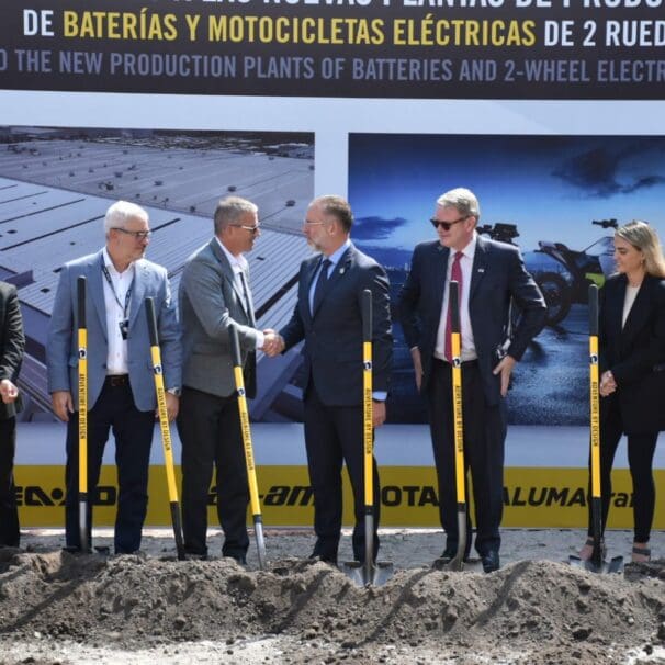 Relevant parties breaking ground in commemoration of the new EV plant beginning construction for Can-Am's Origin and Pulse. Media sourced from BRP's press release.