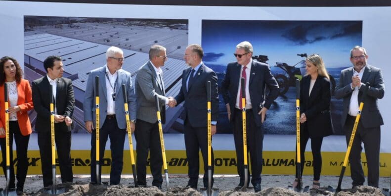 Relevant parties breaking ground in commemoration of the new EV plant beginning construction for Can-Am's Origin and Pulse. Media sourced from BRP's press release.
