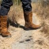 Author wearing Fuel Dust Devil Boots with entry zippers visible