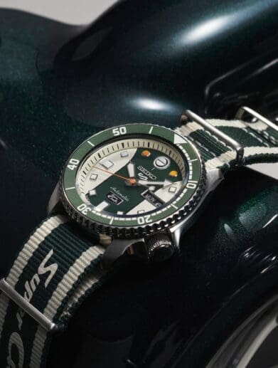 The Seiko 5 Sports Honda Super Cub Limited Edition Chronograph. Media sourced from Seiko Watches.