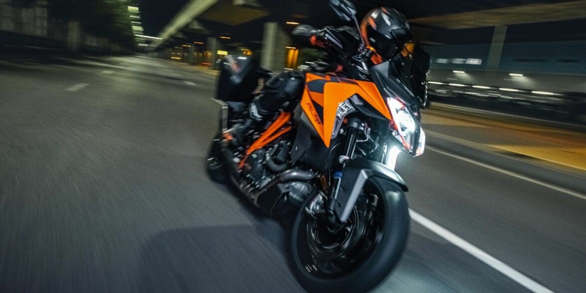 A view of KTM motorcycles, with rider enjoying the scenery. Media sourced from KTM.