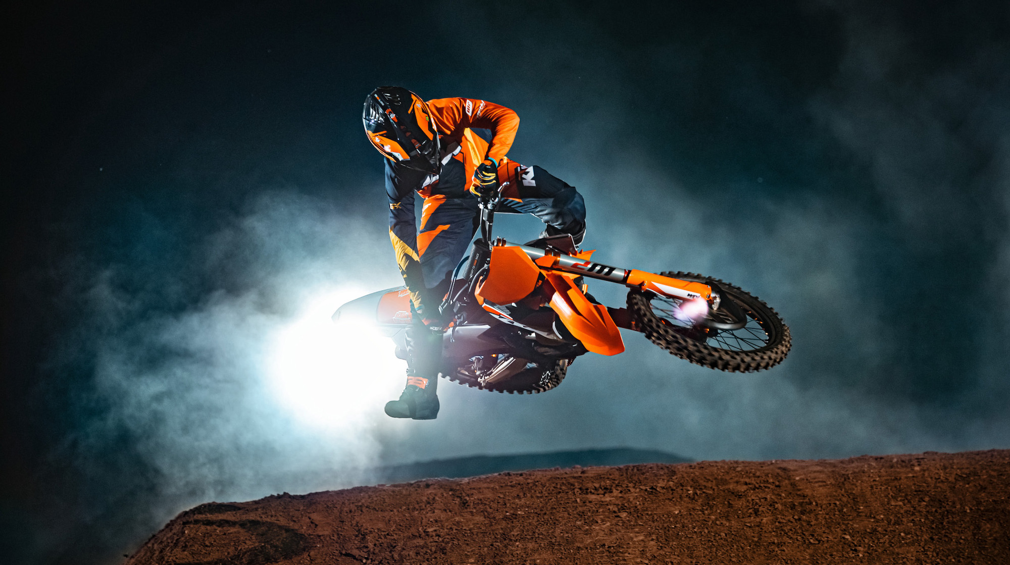 A view of KTM motorcycles, with rider enjoying the scenery. Media sourced from KTM.