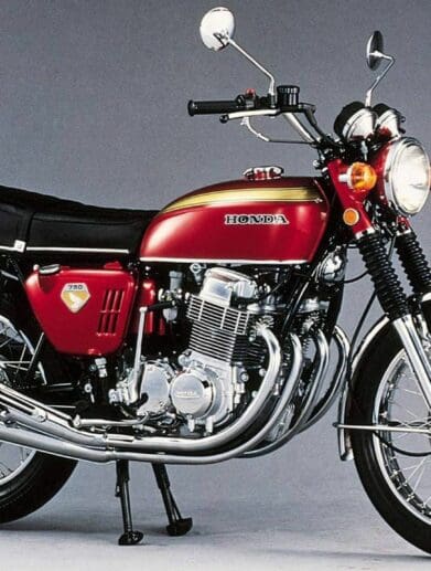 A historical photo of a Honda CB750 Motorcycle