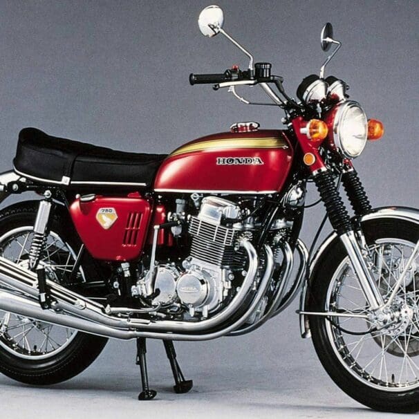 A historical photo of a Honda CB750 Motorcycle