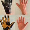Collage of images showing Racer USA Women's Pitlane Gloves on author's hand