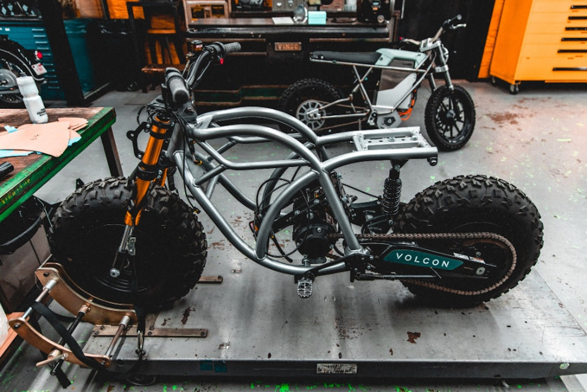 'The Revival Grunt,' a custom build completed by Revival Cycles for electric off-roading motorcycle brand Volcon. Media sourced from Revival Cycles.