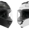 Black and white Sena Impulse Modular Smart Helmets on white background