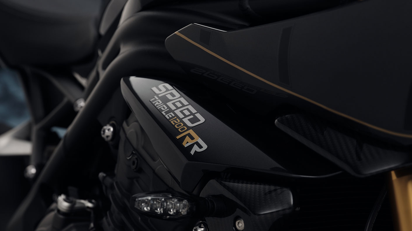 Triumph's Bond edition of their Speed Triple 1200 RR. Media sourced from Triumph's webpage.