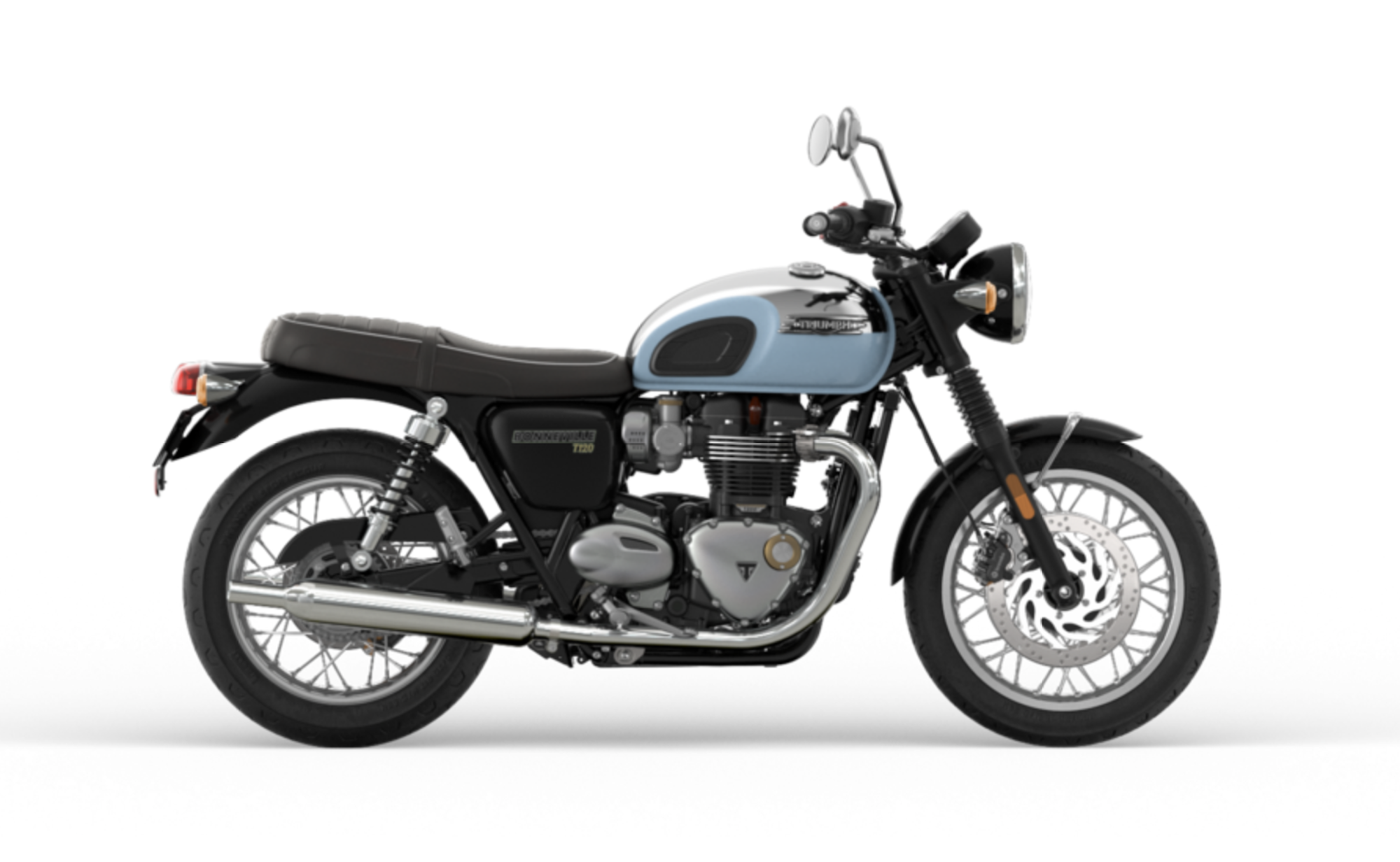 The Bonneville T120 Chrome Edition. Media sourced from Triumph. 