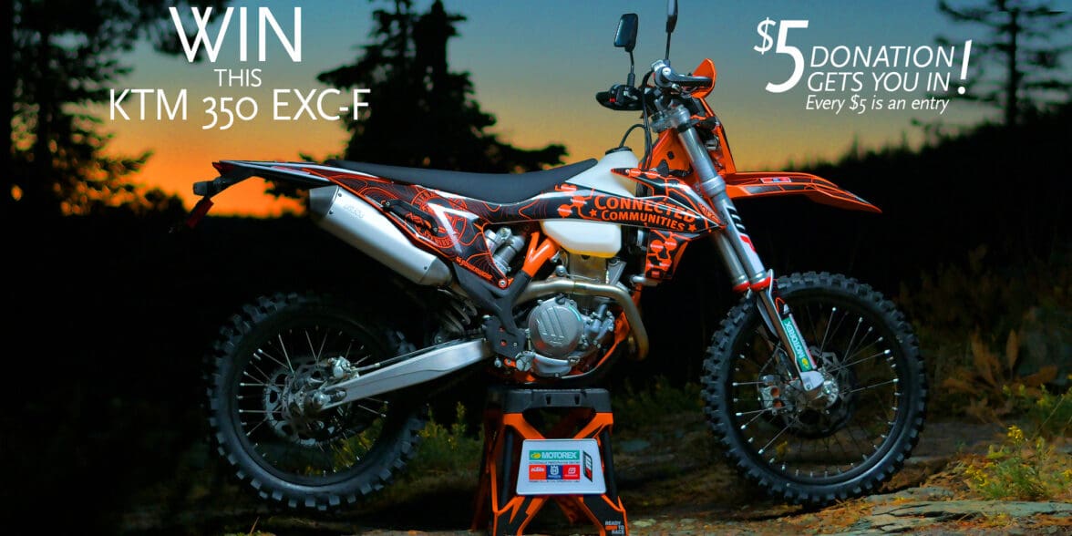 KTM's custom EXC-F, donated to benefit 5 Bucks a Foot's “Twist the Throttle for Trails”. Media sourced from SBTS's press release.