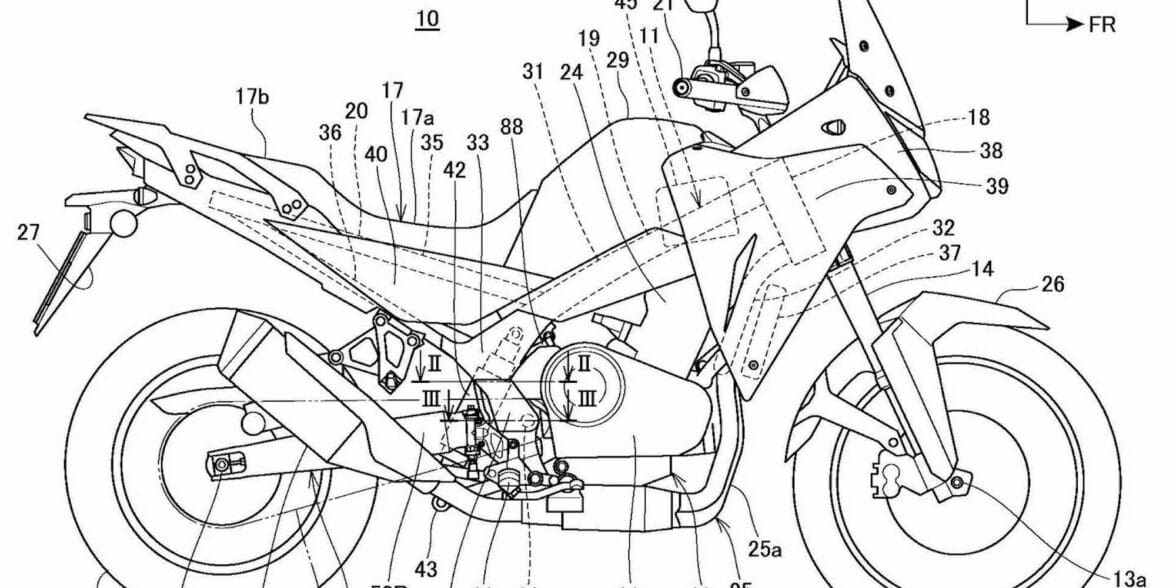 New patent images showing additional details on the upcoming Transalp XL750. Media sourced from CycleWorld.