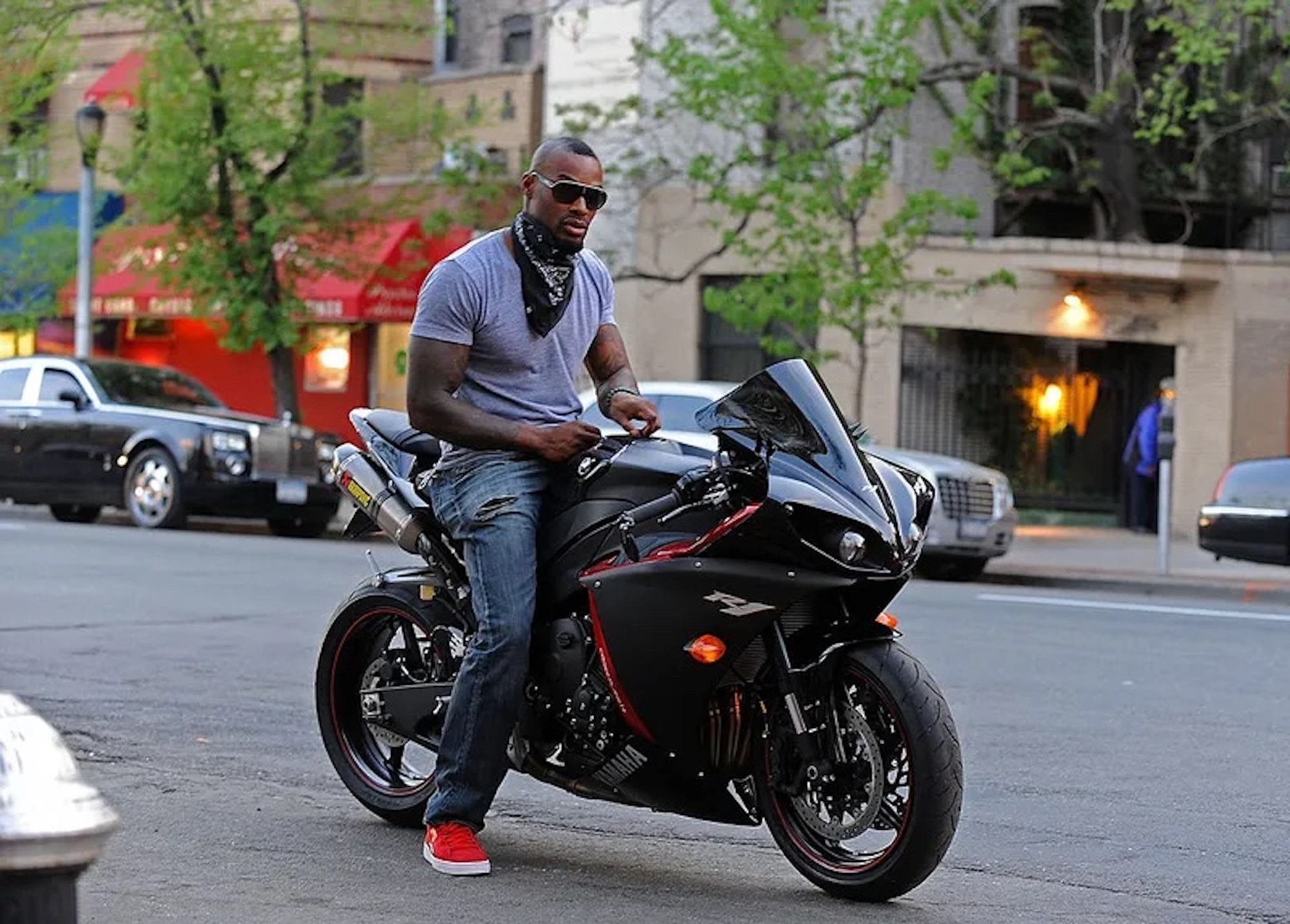 Tyson Beckford on a Yamaha R1. Media sourced from the Herald Weekly, photo credit to Gettys Images. Photo by James Devaney/WireImage.