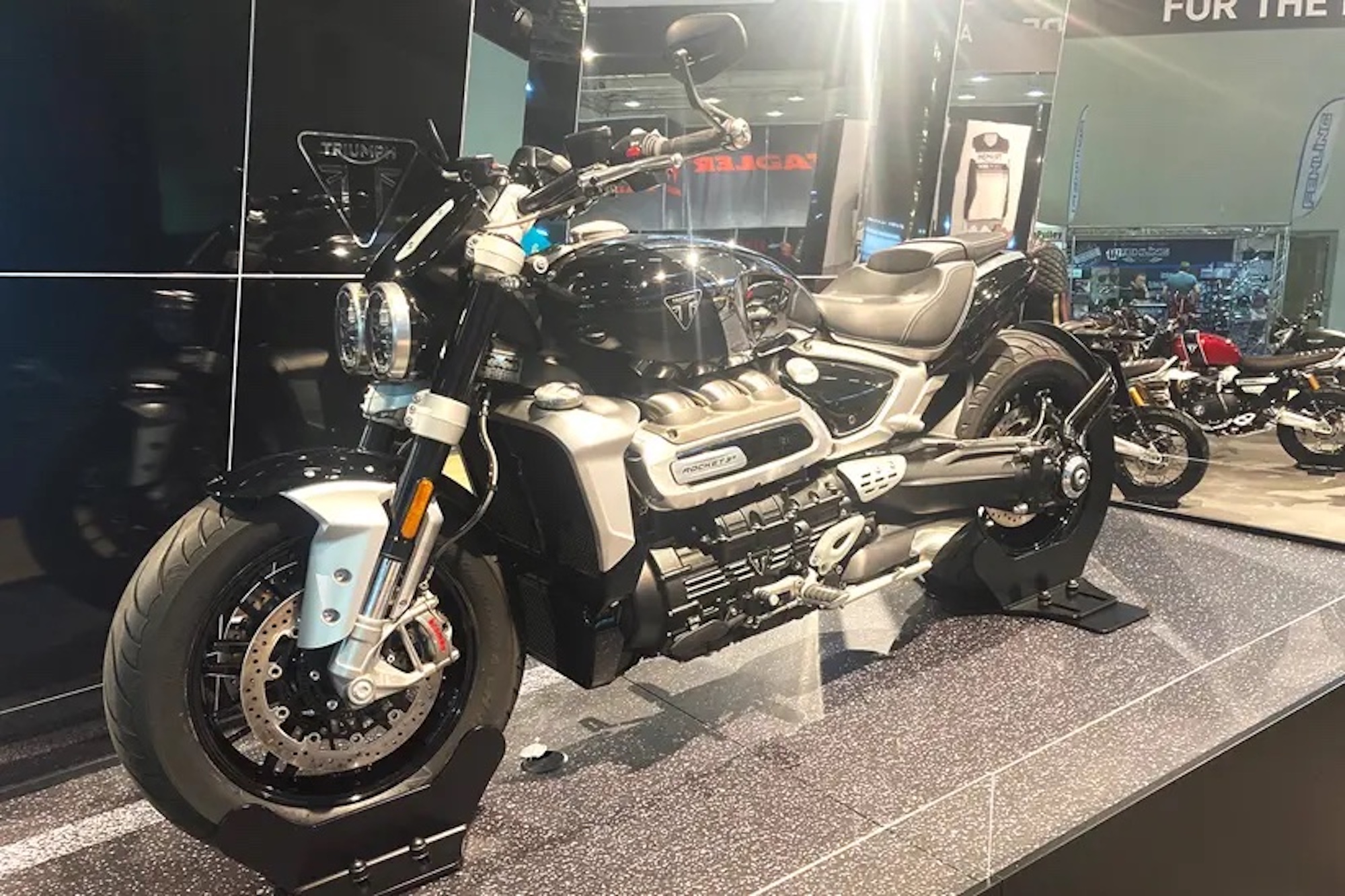 Triumph at INTERMOT 2022, where they showed off the Rocket 3 R from their upcoming Chrome Collection. Media sourced from MCN. 