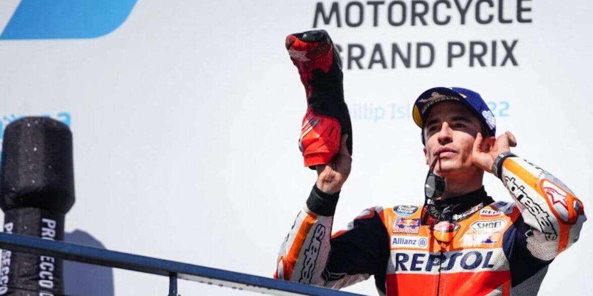 Marc Marquez receiving his award on his 100th pole position - the fourth in MotoGP history to be honoured with the homage. Media sourced from REPSOL Honda's press release.