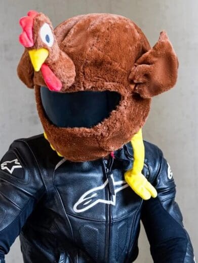 Moto Loot's turkey motorcycle helmet cover. Media sourced from Moto Loot.