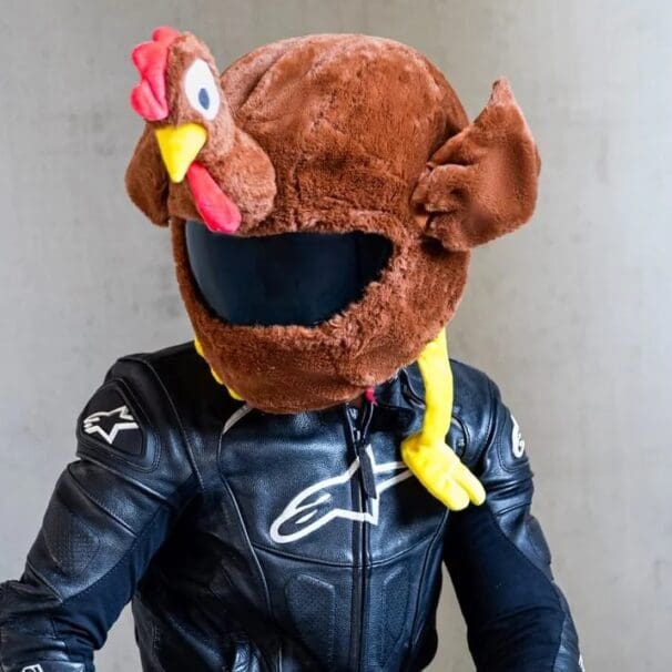 Moto Loot's turkey motorcycle helmet cover. Media sourced from Moto Loot.