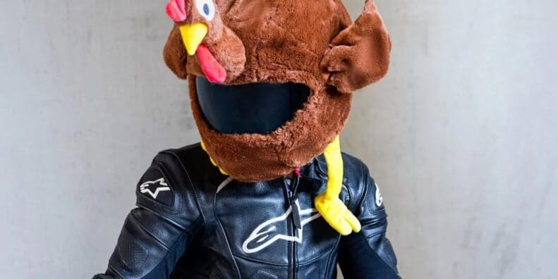 Moto Loot's turkey motorcycle helmet cover. Media sourced from Moto Loot.