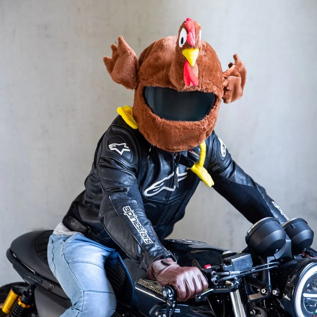 Moto Loot's turkey motorcycle helmet cover. Media sourced from Moto Loot.