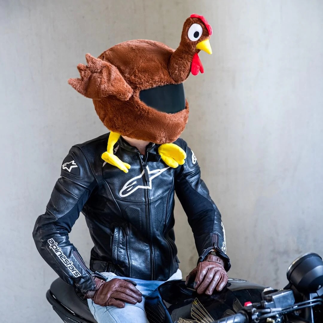 Moto Loot's turkey motorcycle helmet cover. Media sourced from Moto Loot.