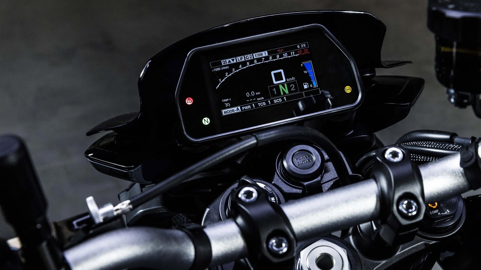 Yamaha 2022 MT-10 SP motorcycle's dash in detail