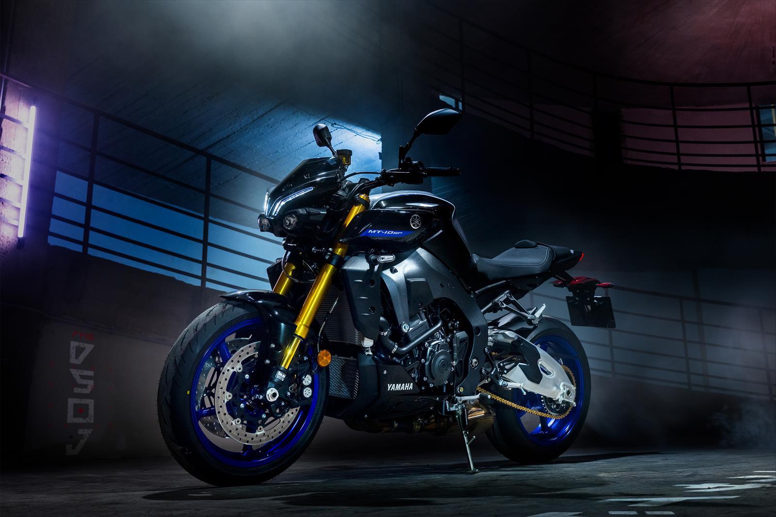 Yamaha 2022 MT-10 SP motorcycle in a Japanese car park at night