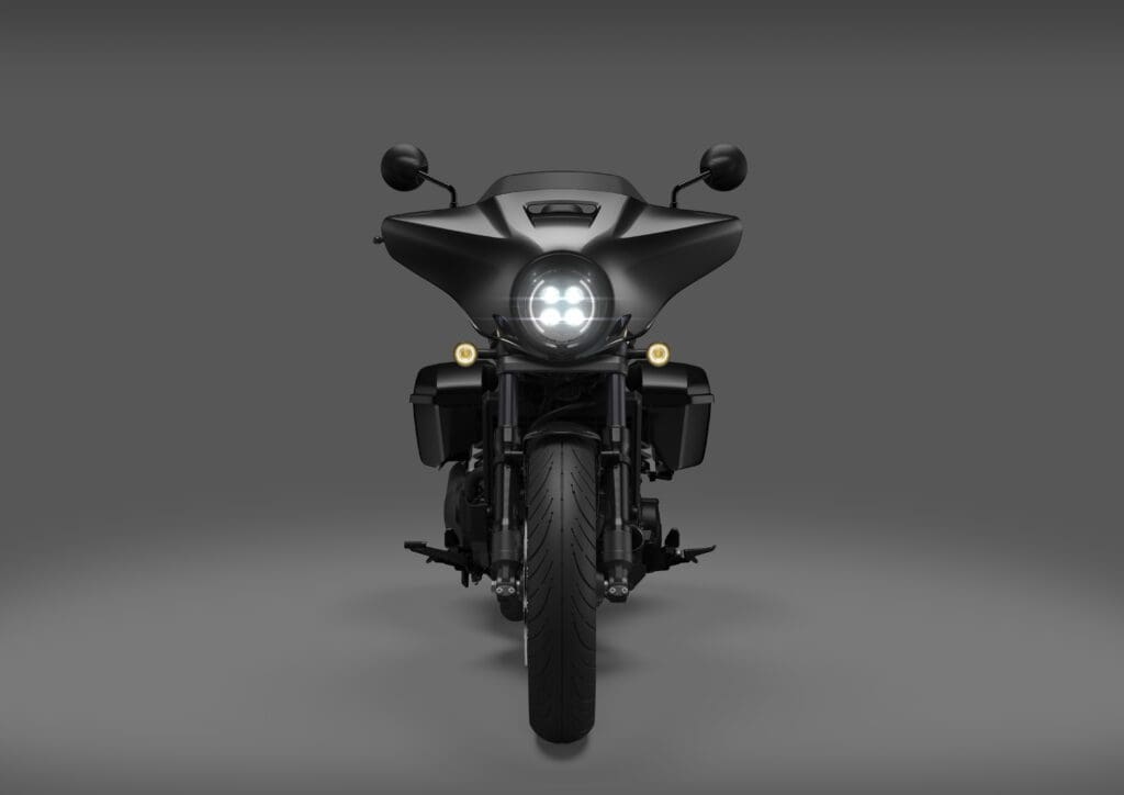 A view of Honda's all-new Rebel 1100T DCT bagger bike. Media sourced from Honda's press release.