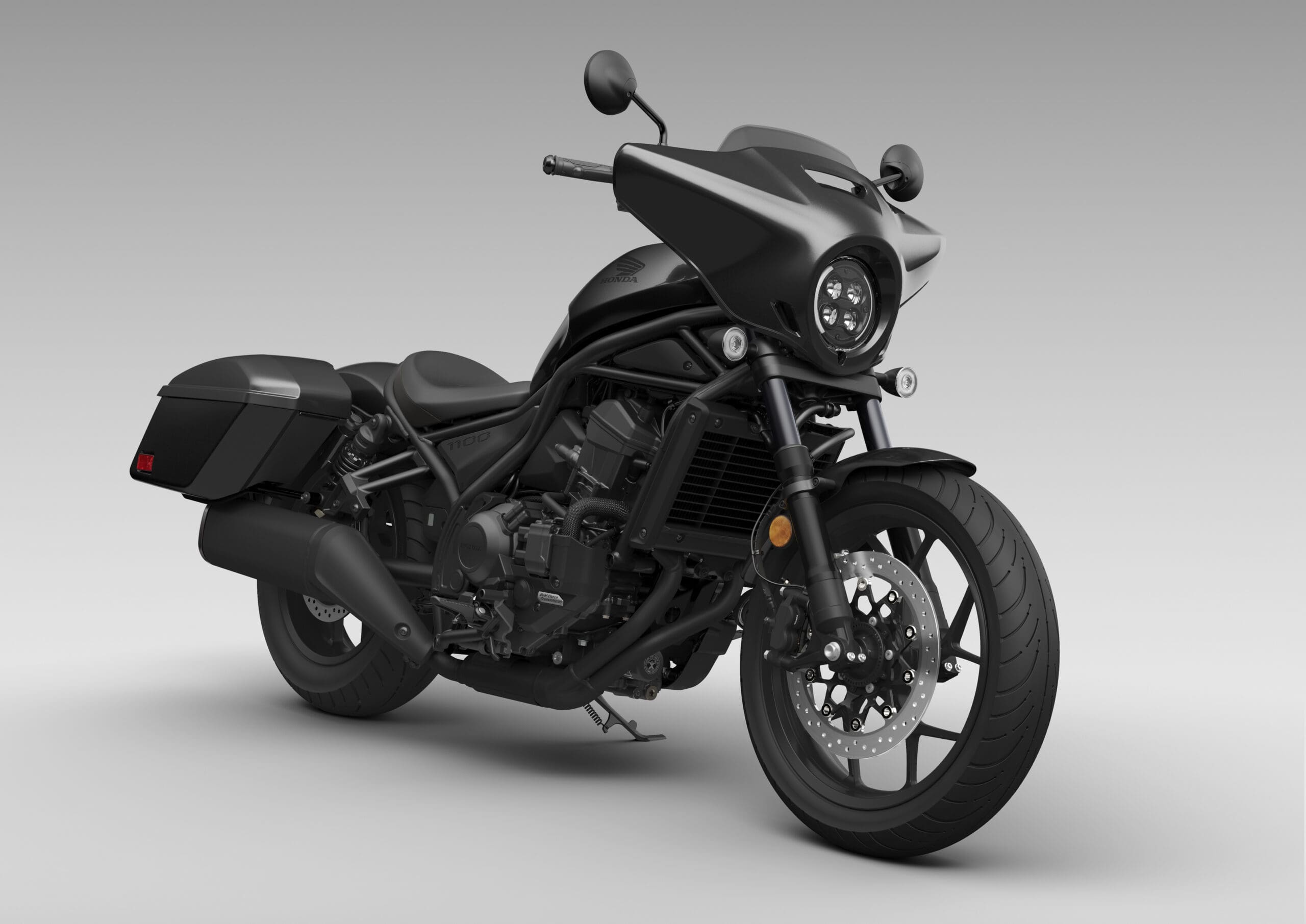 A view of Honda's all-new Rebel 1100T DCT bagger bike. Media sourced from Honda's press release.