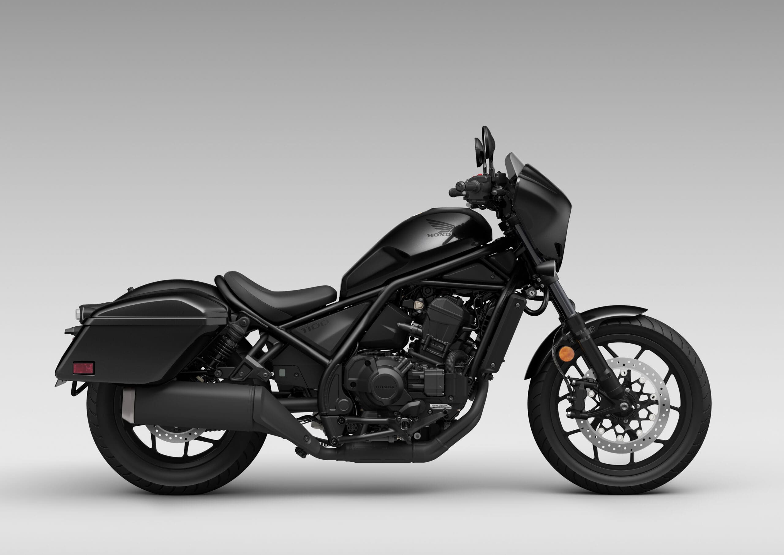 A view of Honda's all-new Rebel 1100T DCT bagger bike. Media sourced from Honda's press release.