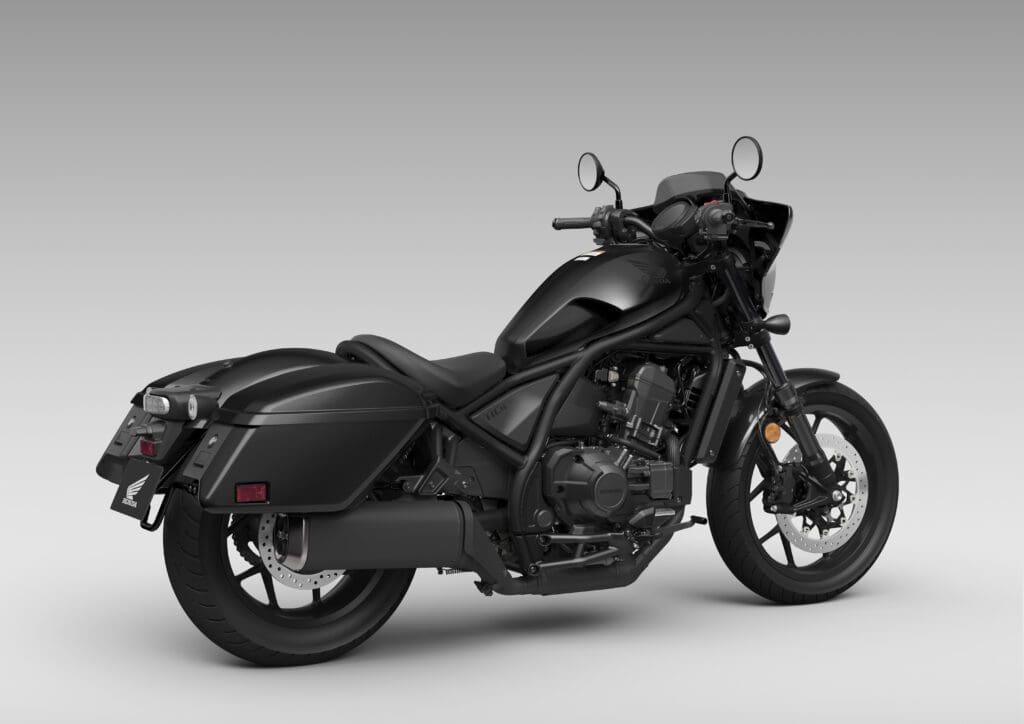 A view of Honda's all-new Rebel 1100T DCT bagger bike. Media sourced from Honda's press release.