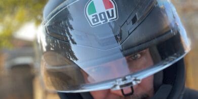 Author wearing AGV K6 full face helmet