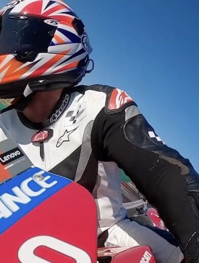 Simon Crafer aboard the insane 2022 Desmosedici GP22. Media sourced from Simon Crafer's Youtube video recount of the event.