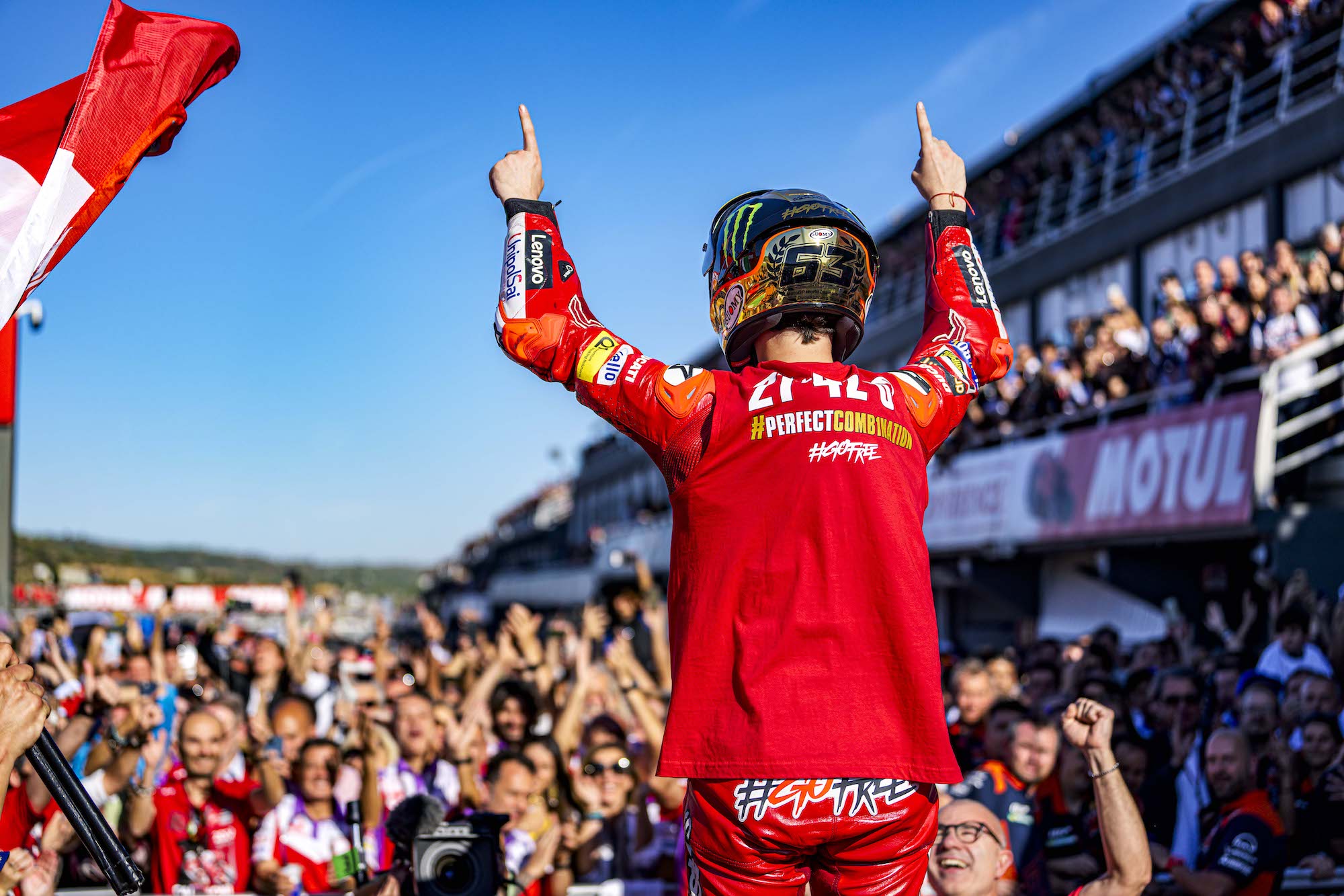 Ducati's the World Champion, winning a trifecta of crowns for Bologna! Media sourced from Ducati's Media House.