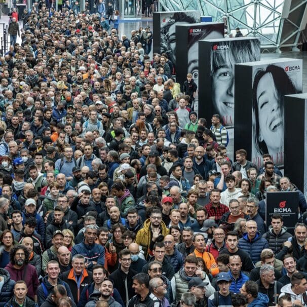 The crowds present at 2022 EICMA; a 38% increase from the year before. Media sourced from EICMA's press release.